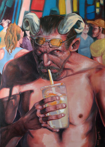 Satan's day-off, oil, 2022