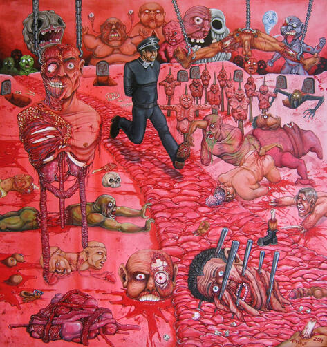The Red Carpet of Mengele, acrylic, 2014