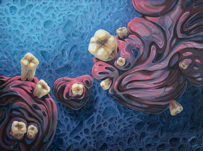 Cancer, acrylic & oil, 2023